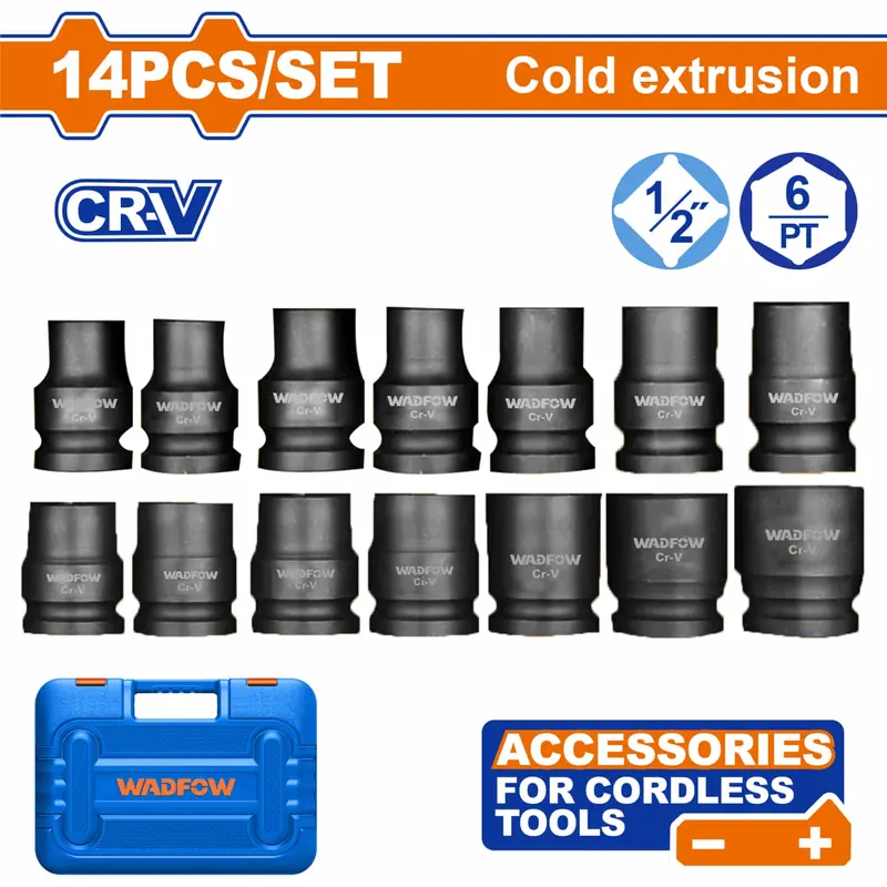 1/2" Impact Socket Set – 10–27 Mm, Chrome Vanadium Steel, Heat-Treated, 14-Piece Kit Compatible With Wcd1512 & Wcd1B48 Drivers 1