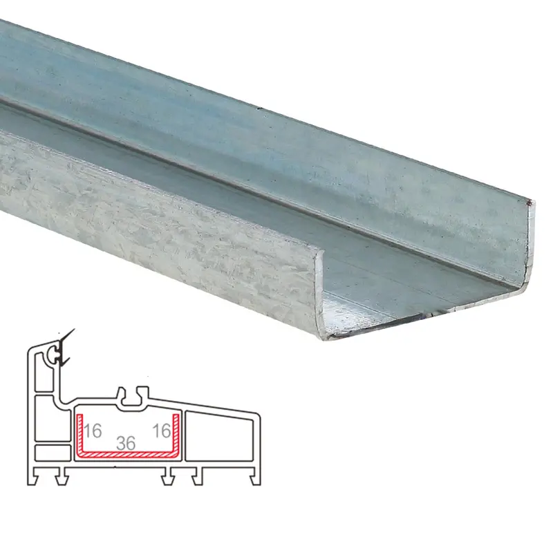 1.2 Mm Steel U-Profile Reinforcement (16×36×16 Mm) For Fixed Frame – Hat017, Carbon Series, Upview 80 Mm System 1