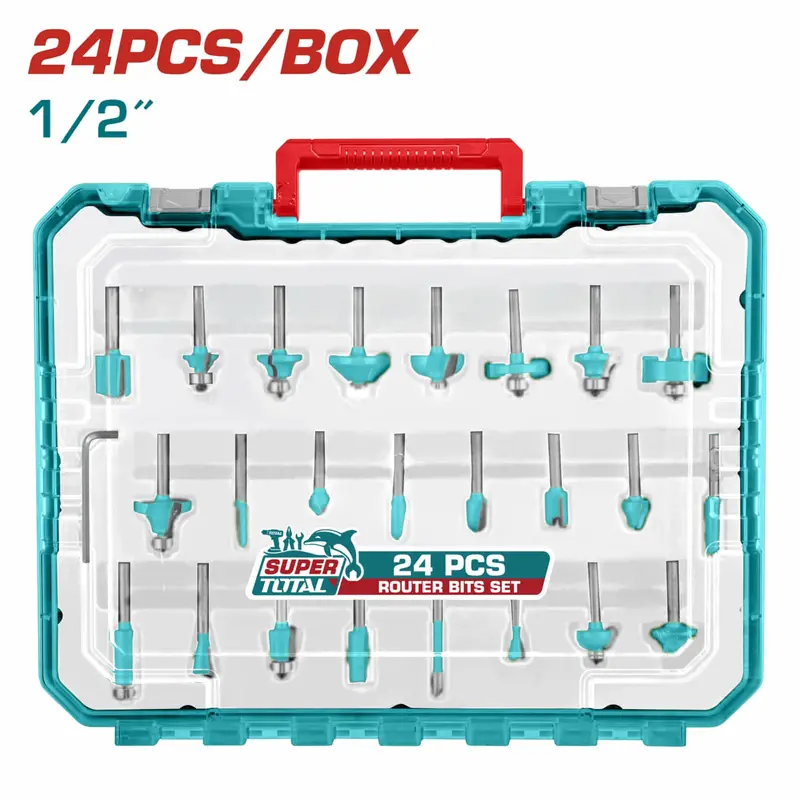 1/2" Shank Router Bit Set – 24-Piece Carbide-Tipped Woodworking Collection 1