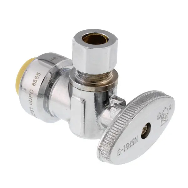 1/2" X 3/8" Angle Valve With 1/4" Rotating Handle & Push-On Quick Connector 1