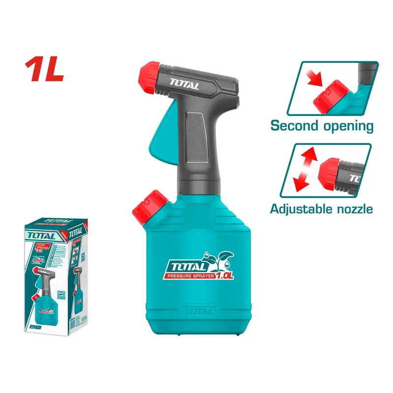 1-Liter Manual Pump Sprayer – Dual Nozzle Ports, Visible Fill-Level Indicator, Adjustable Spray Tip 1
