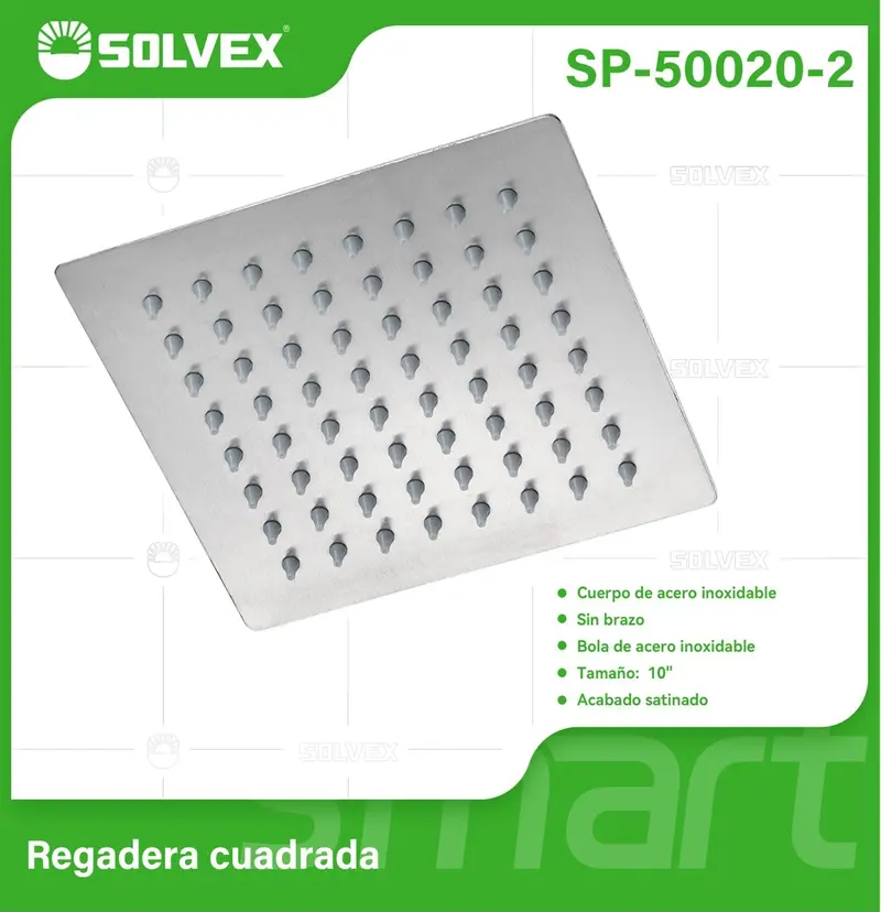 10-Inch Square Brushed Stainless Steel Shower Head – Satin-Finish Rainfall Design 1
