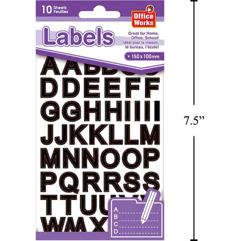 10-Pack Black Alphabet Letter Sticker Labels 1