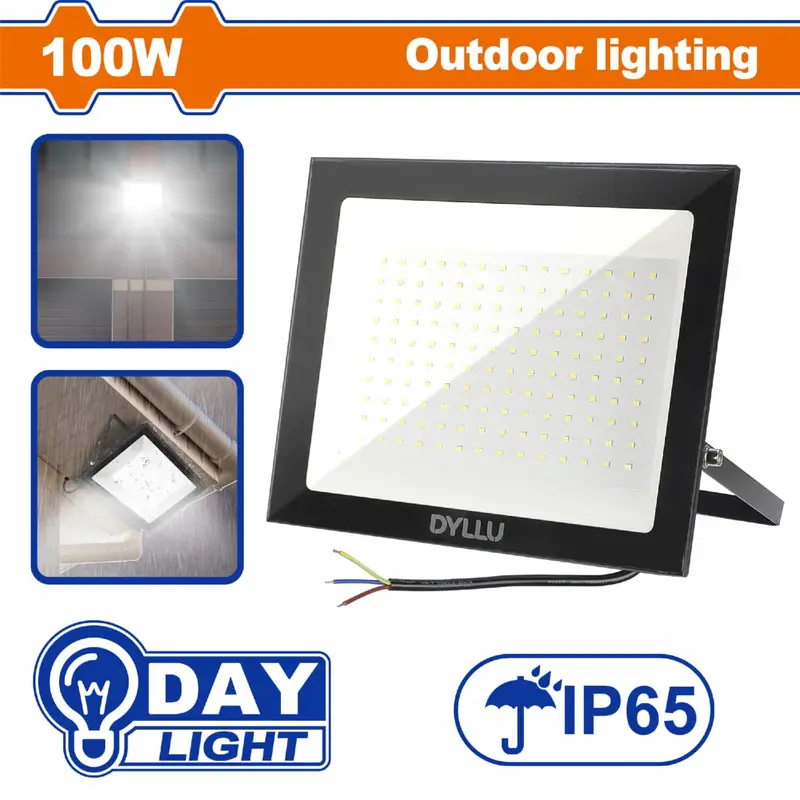 100 W Led Floodlight – 6000 K Cool White – Ip65 Waterproof – 110–240 V Ac – No Plug Included 1