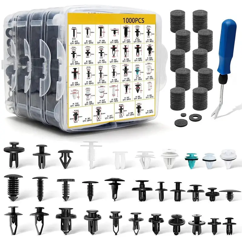 1000-Piece Automotive Retaining Clip Assortment – 32 Styles, Includes Clip Remover Tool 1