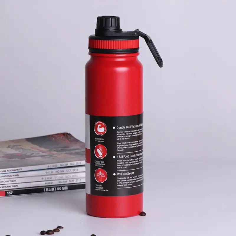 1000Ml Red Stainless Steel Vacuum Thermos – Double-Walled Insulated Bottle For Coffee, Tea, Or Water 1