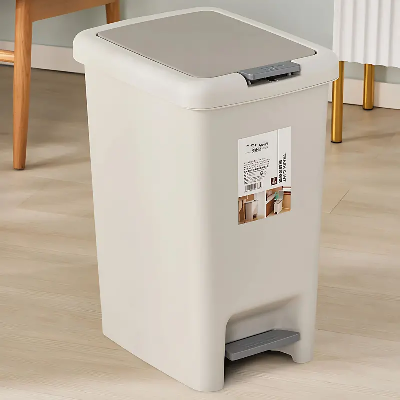10L Touch-Free Pedal Trash Can – Gray Slim Waste Bin 1