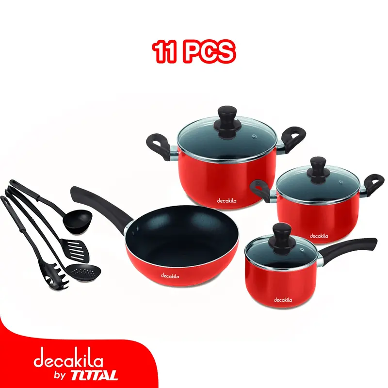 11-Piece Cookware Set – Non-Stick Pots & Skillets With Utensils, Double-Coated Aluminum 1