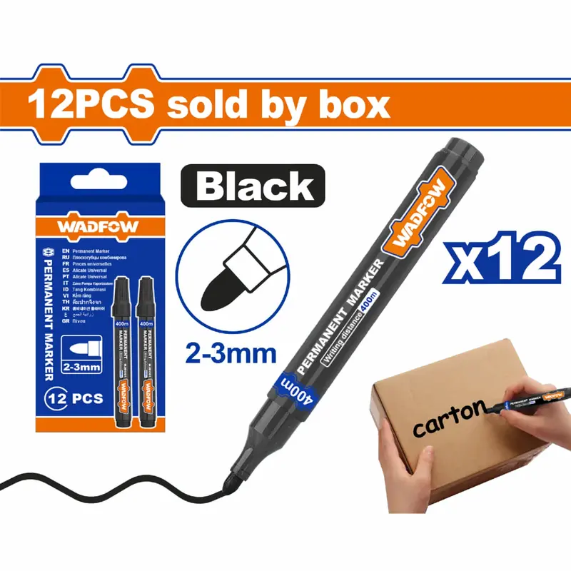 12-Pack Permanent Markers – 2–3Mm Fine Tip, Black Ink, Works On Metal, Plastic, Glass & More 1