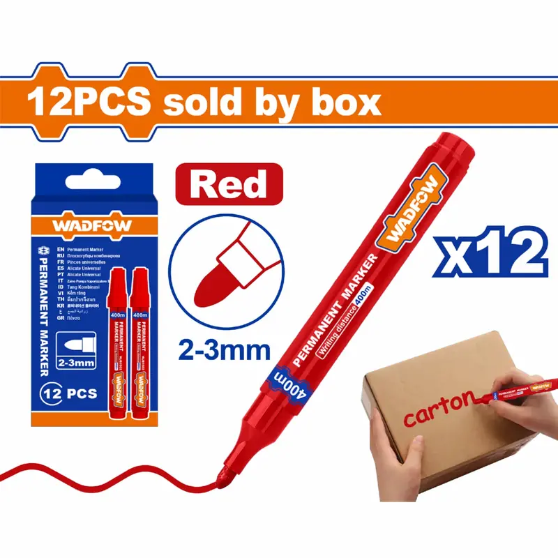 12-Pack Red Permanent Markers – 2–3 Mm Tip, Works On Metal, Plastic, Glass, And More (Pilot-Style) 1