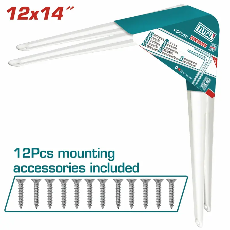 12" X 4" Heavy-Duty Shelf Supports – 1.2 Mm Thickness, 6-Mount, 30 Kg Load Capacity Per Pair 1