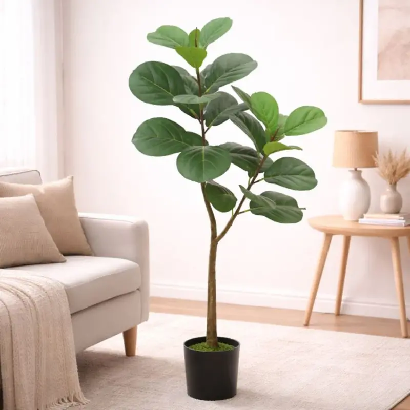 120 Cm Artificial Fiddle Leaf Fig (Ficus Lyrata) – Stylish Indoor Potted Tree With Large Glossy Leaves 1