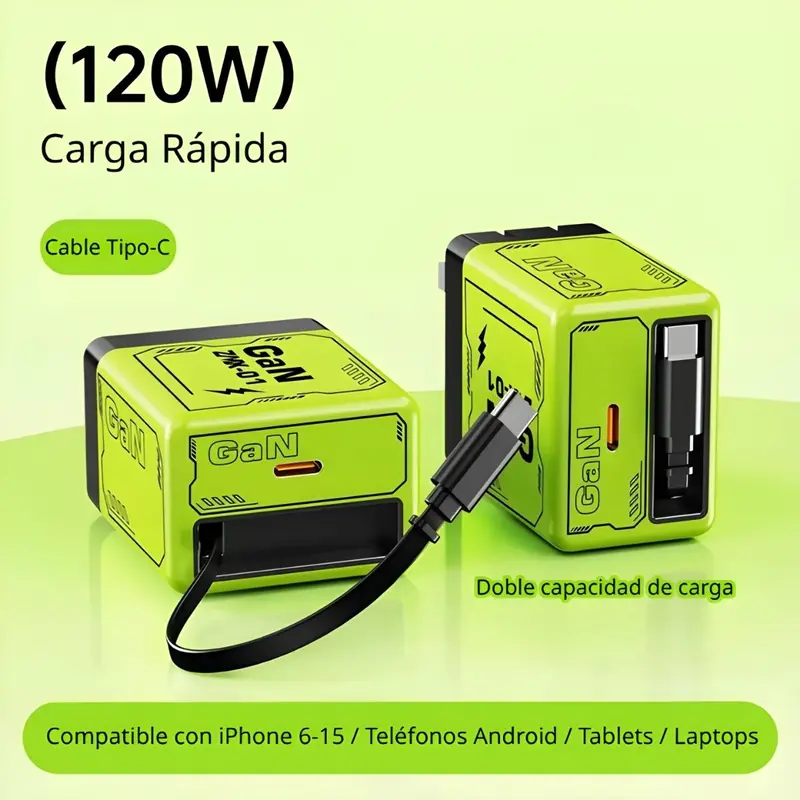 120W Gan Fast Charger – Dual Usb-C Port, Compact Pd Charging For Iphone & Android Devices 1