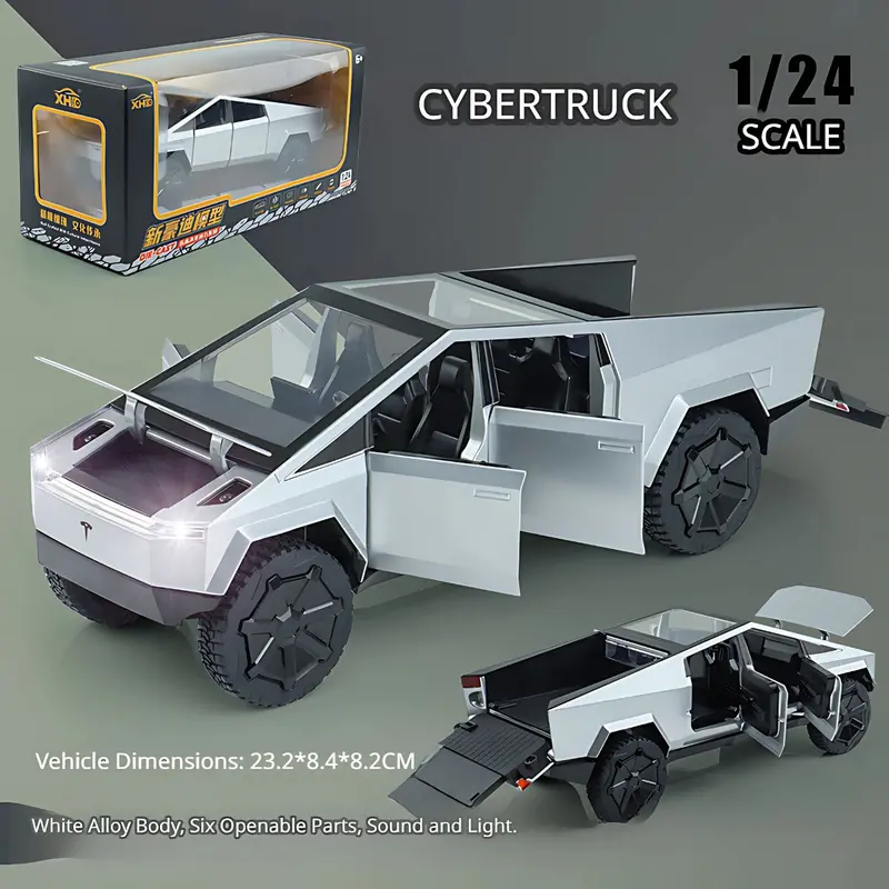 1:24 Scale Cybertruck Toy – Collectible Tesla Model With Lights & Sound Effects 1