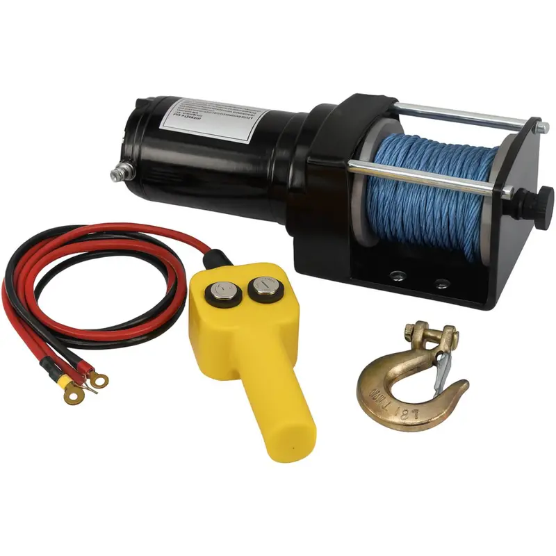 12V Electric Winch – 2,000 Lb Capacity With Blue Synthetic Rope, Designed For Atv, Utv & Marine Use 1