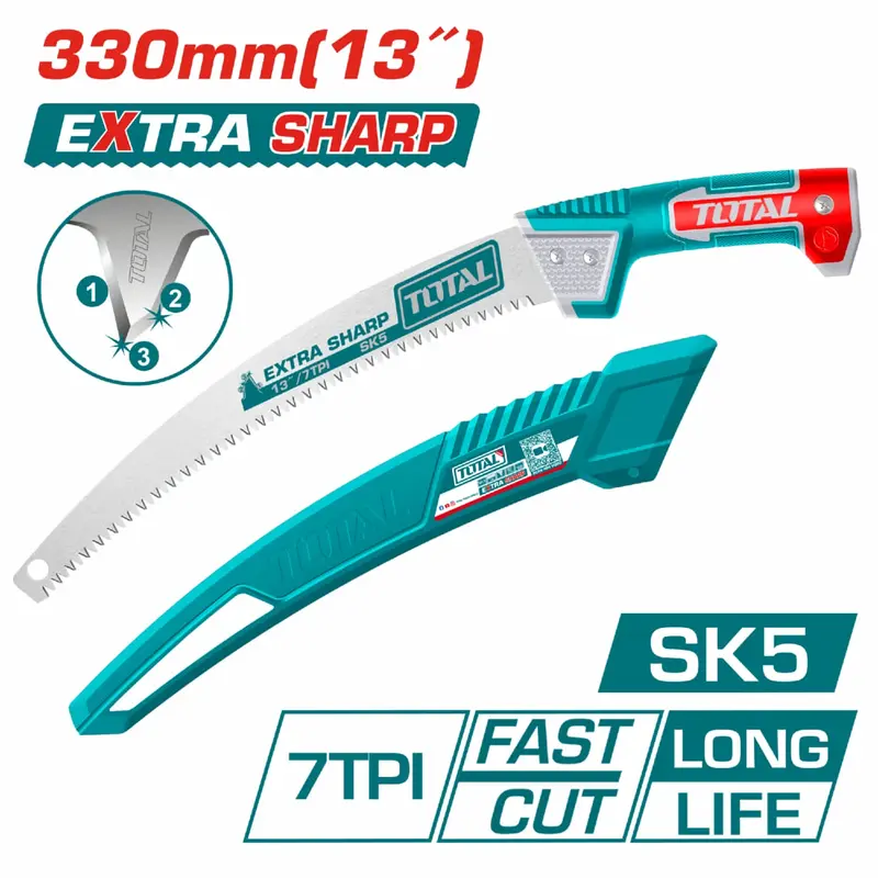 13-Inch Pruning Saw – 65Mn Steel Blade, 7 Tpi, Triple-Tooth Design For Fast, Clean Cuts 1