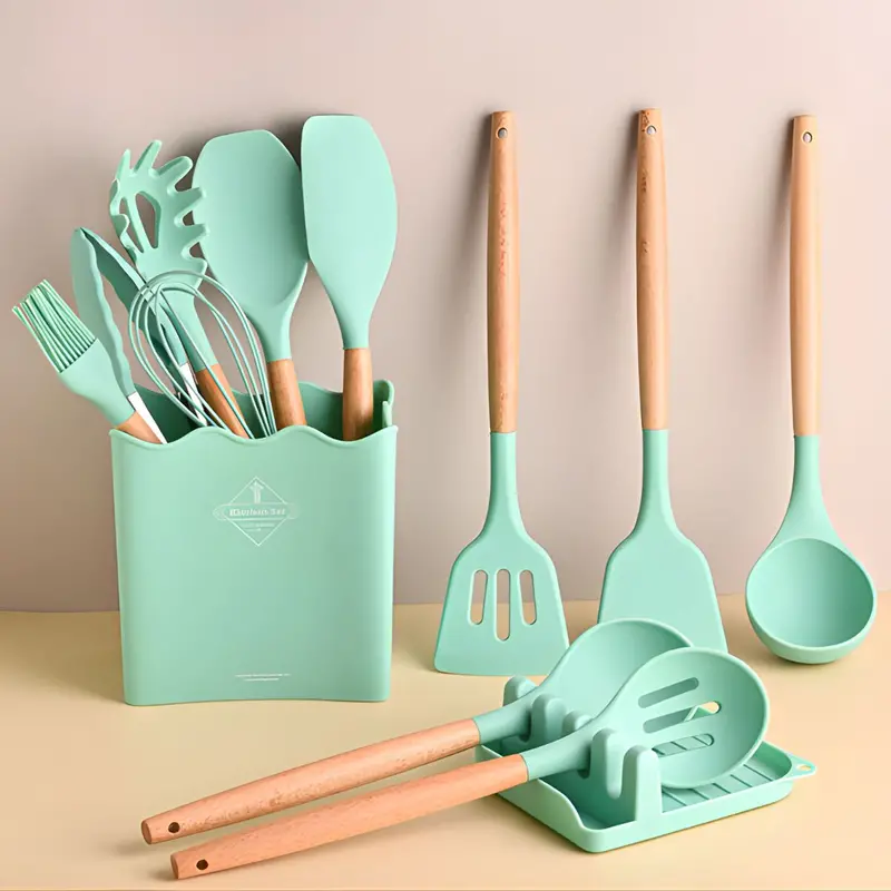 13-Piece Heat-Resistant Silicone And Wood Kitchen Utensil Set – Non-Stick Cooking Tools 1