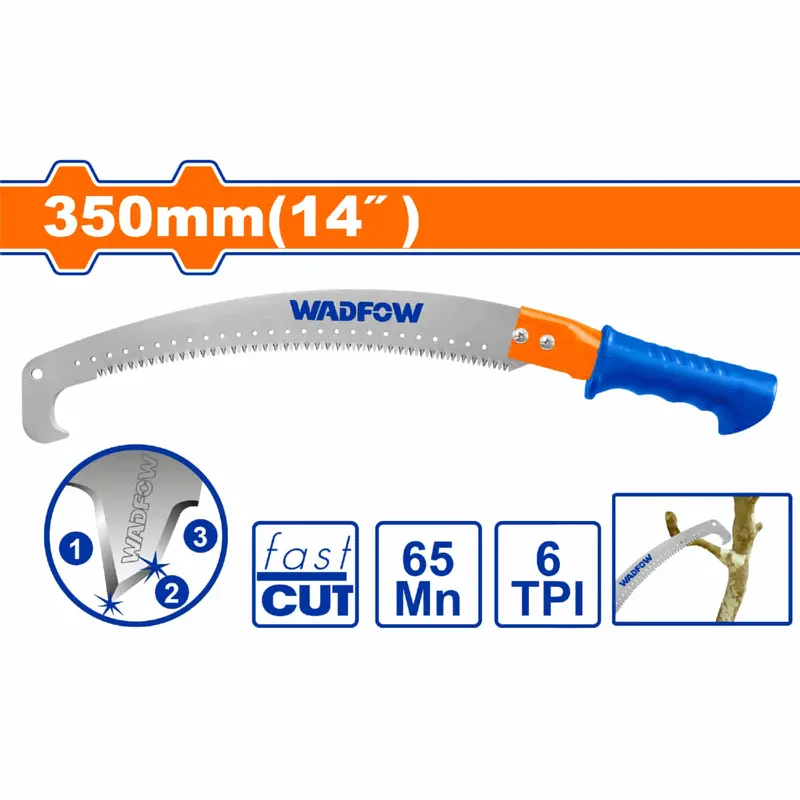 14" Precision Pruning Saw – 65Mn High-Carbon Steel Blade, 6Tpi Triple-Ground Teeth, Steel Handle 1