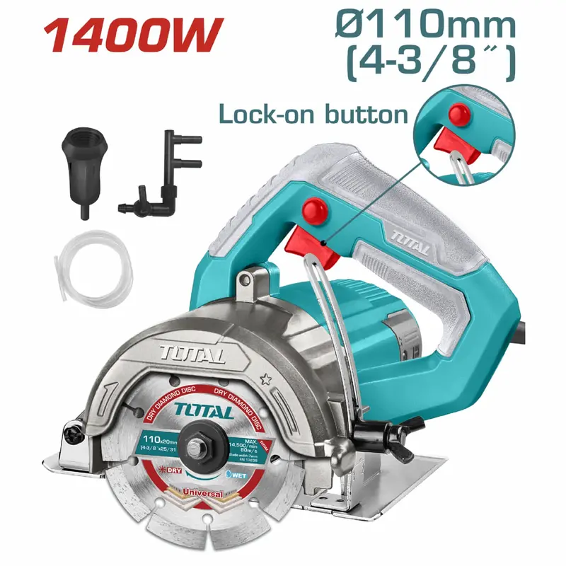 1400W Tile And Marble Cutting Saw – 13,000 Rpm, Max Cut Depth 1-3/8" 1