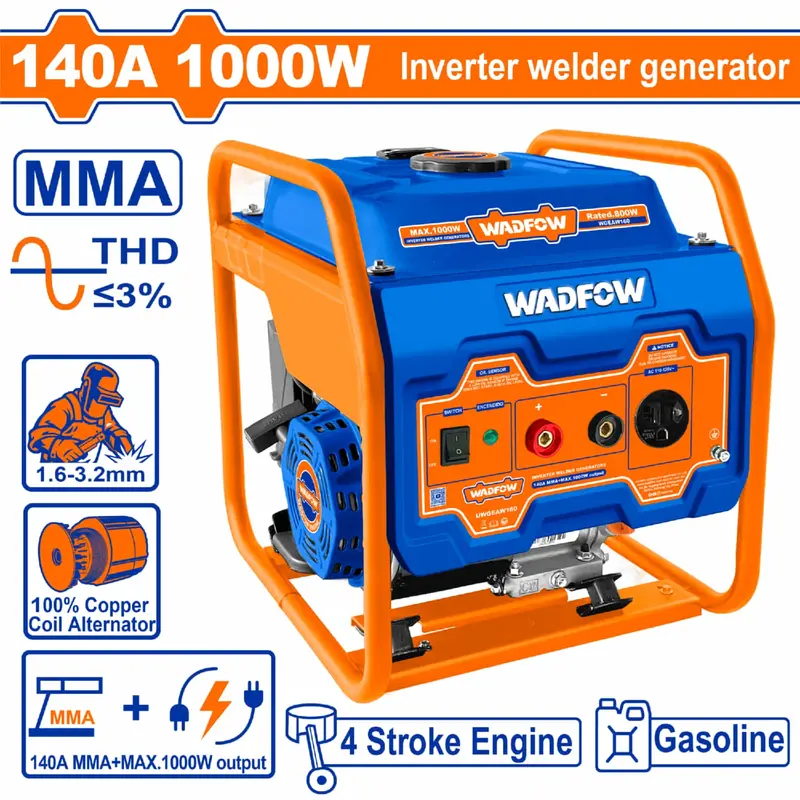 140A Inverter Welding Generator – 1000W Mma, 4-Stroke Engine, 10L Fuel Tank, Recoil Start 1