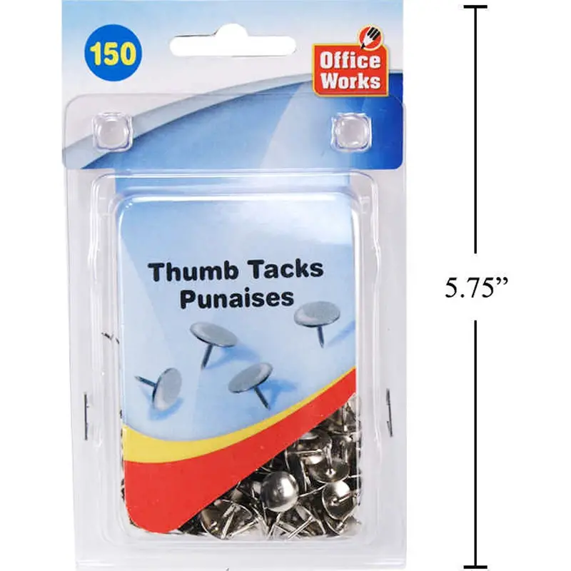150-Piece Metal Thumbtacks With Clamshell Packaging 1