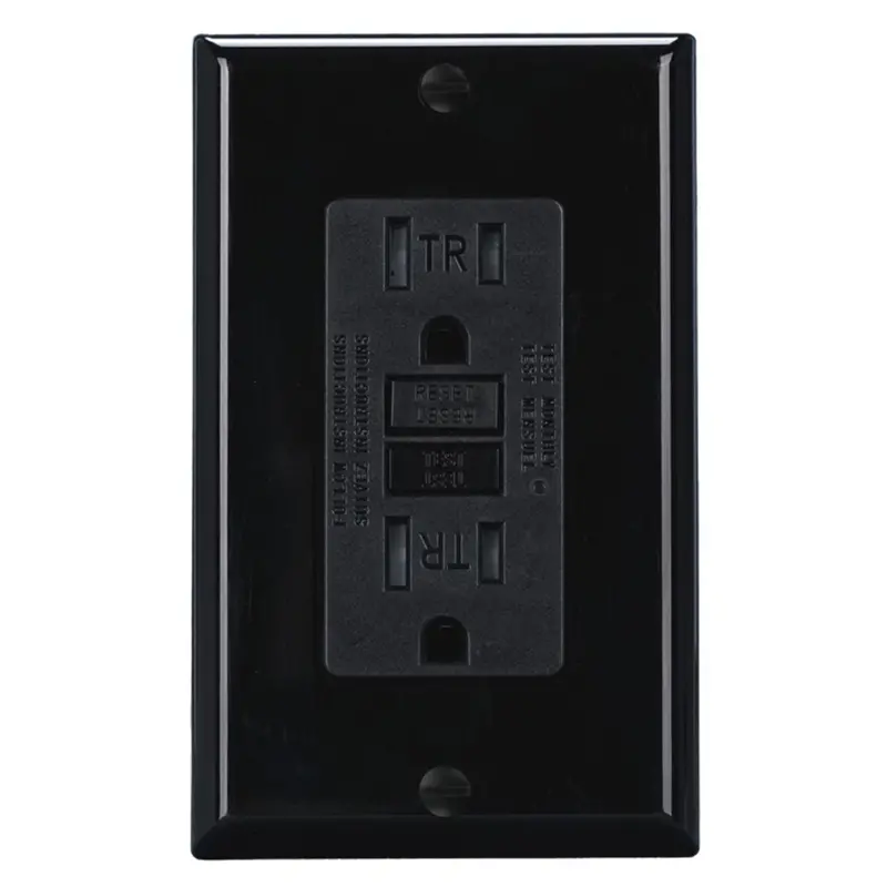 15A Gfci Outlet With Ground Fault Protection – Tamper-Resistant Black Electrical Receptacle 1