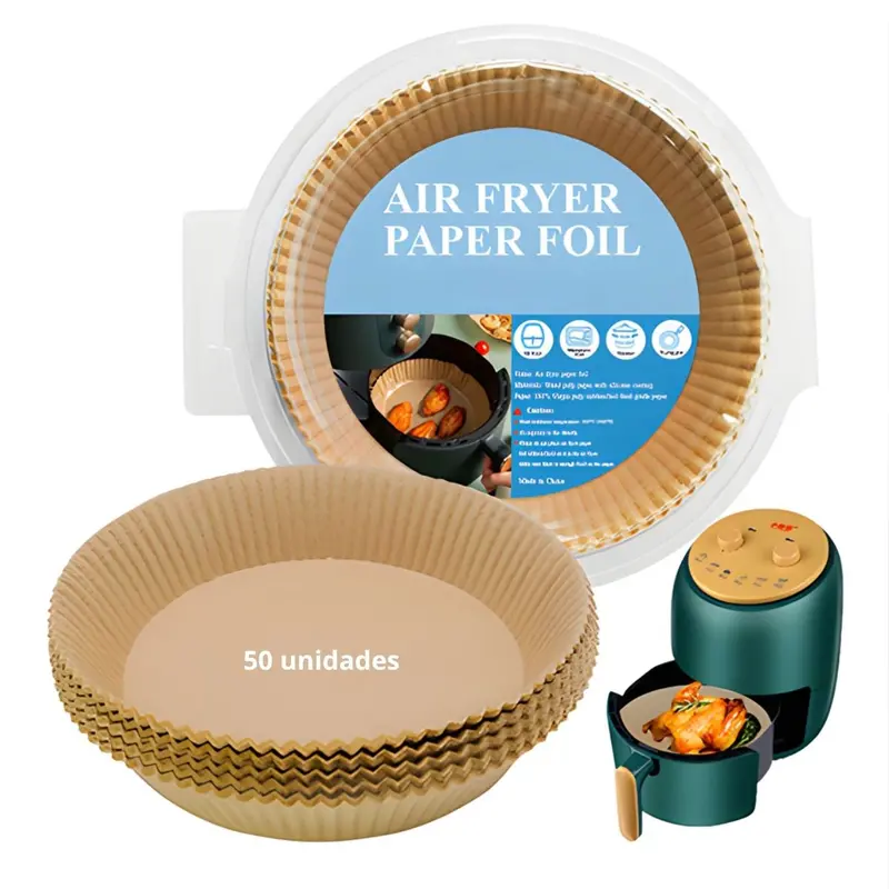 16 Cm Round Air Fryer Liners – Disposable Non-Stick Grease-Resistant Parchment Paper (50 Pcs), Oven & Deep Fryer Safe 1