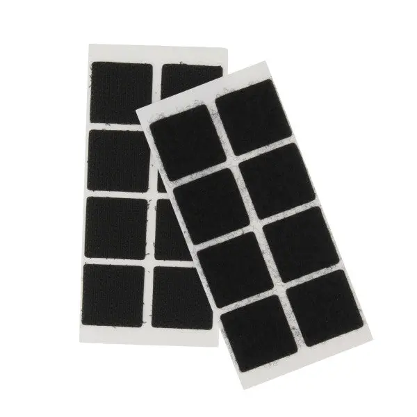 16-Piece Black Hook-And-Loop Squares, 3/4 Inch 1