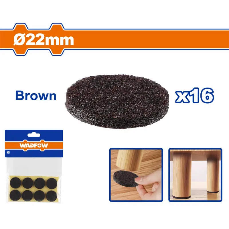 16-Piece Self-Adhesive Felt Pads – 22Mm Diameter, 3Mm Thick, Brown, Non-Slip Floor Protectors 1