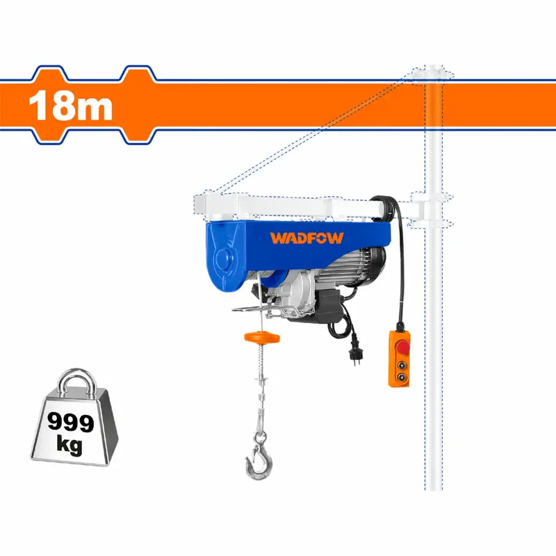 1600W Heavy-Duty Electric Hoist – 999 Kg Max Load, 18 M Lift, Dual-Speed (10/5 M/Min), Ip54 Protection 1