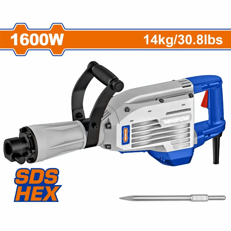 1600W Sds-Plus Rotary Hammer – 1750 Bpm, 45 J Impact Energy, Includes Chisel, 110–120V 1