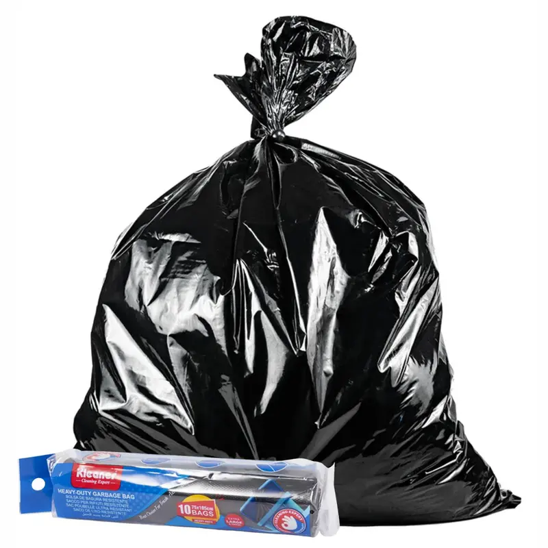 170-Liter Black Trash Bags (45 Gal) – 10-Pack, 75 × 105 Cm Extra-Heavy-Duty Liners 1