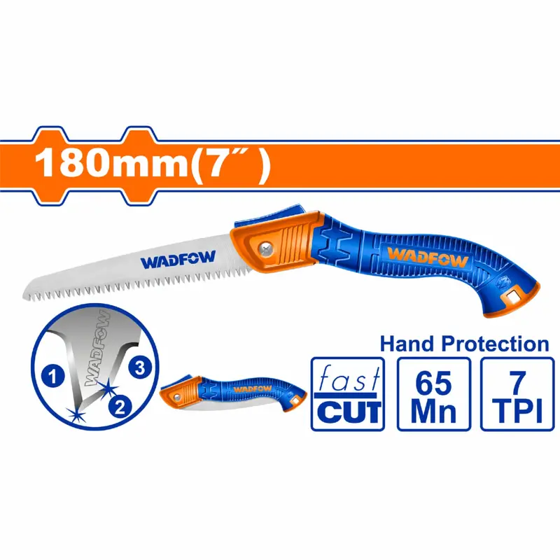 180 Mm Folding Hand Saw – 7-Inch Blade, 65Mn Steel, 7 Tpi Teeth, Fast And Accurate Cutting 1