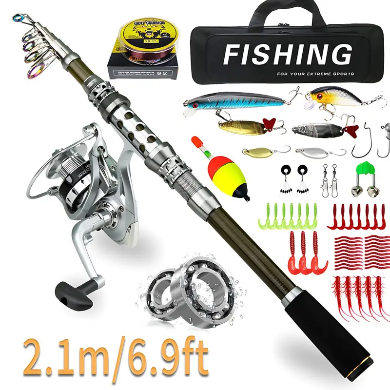 2.1 M Telescopic Fishing Rod With Reel & Complete Accessory Kit – Compact Travel-Friendly Setup 1