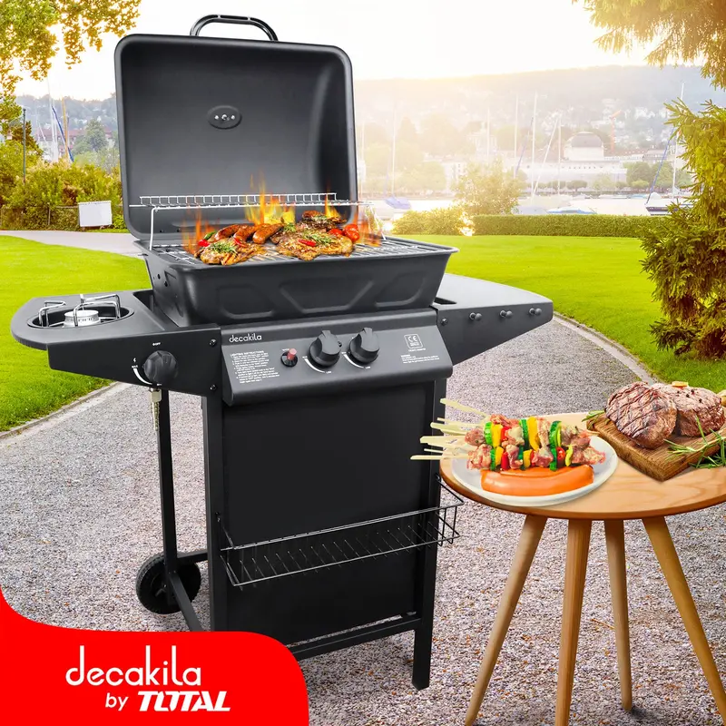 2-Burner Gas Grill – 8Kw Compact Bbq With Side Burner & Rotisserie Kit 1