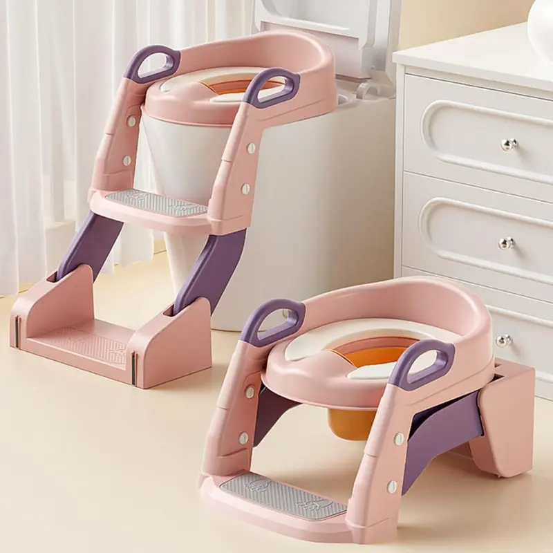 2-In-1 Kids’ Potty Training Stool & Toilet Seat – Pink Step Stool With Integrated Seat For Toddlers 1