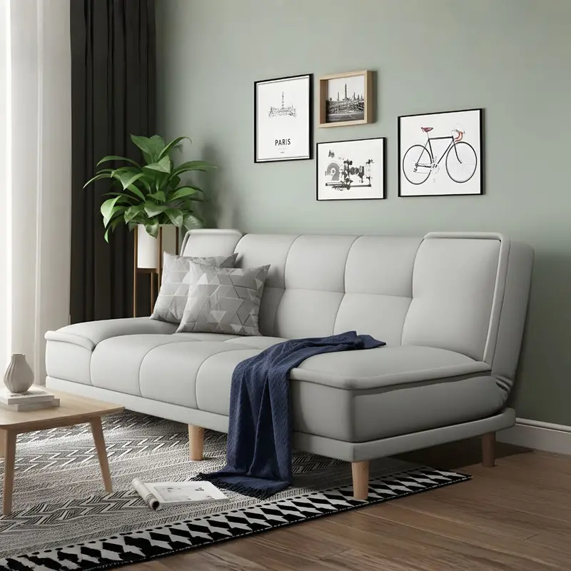 2-Meter Convertible Sofa Bed In Light Gray – Waterproof, Scratch-Resistant Modular Couch For Up To Four People 1