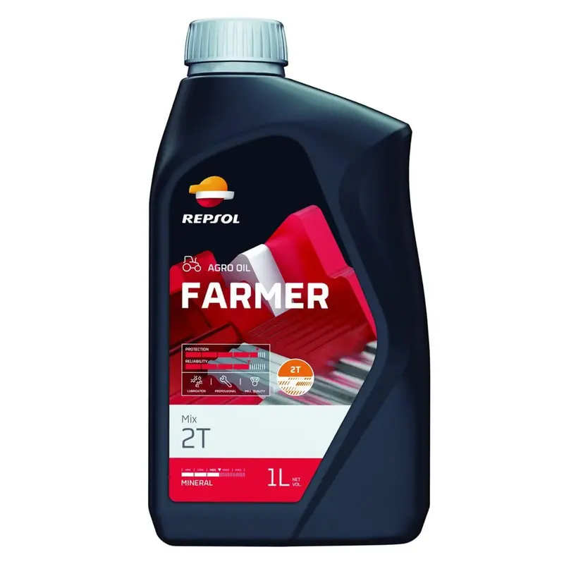 2-Stroke Engine Oil – 1L Bottle, Farmer Tools 2T Formula With Repsol Technology, Pre-Mix Compatible 1