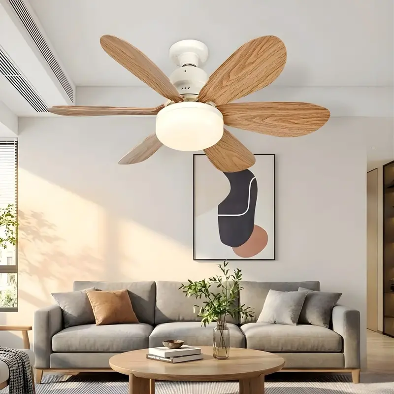 20-Inch Wooden Ceiling Fan With Led Light – E27 Socket, 3 Color Temperatures (3000K/4000K/6500K), 6 Blades, 3 Speeds 1