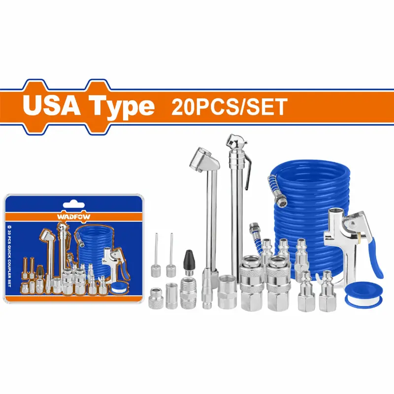 20-Piece Quick-Connect Air Nozzle Set – 1/4" Npt, American Standard, For Inflation & Blowing Tasks 1