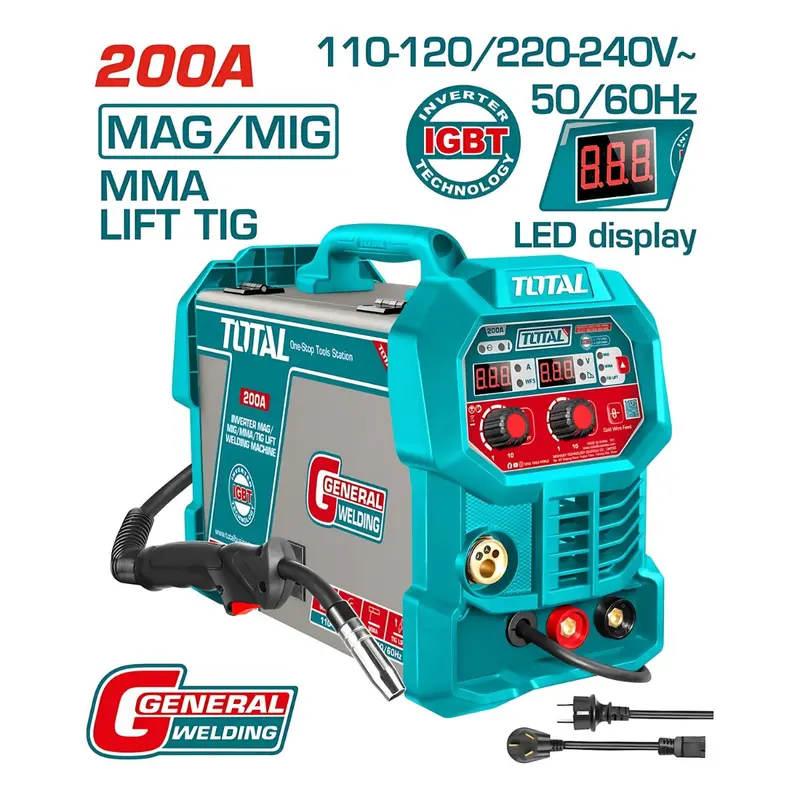 200A Multi-Process Inverter Welder – Mig/Mag/Tig/Mma, Dual Voltage (110V/220V), Led Display 1