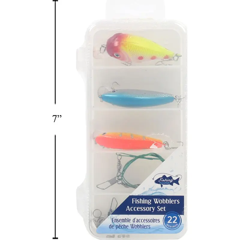 22-Piece Fishing Wobbler Accessory Kit – Color-Labeled Plastic Storage Box 1