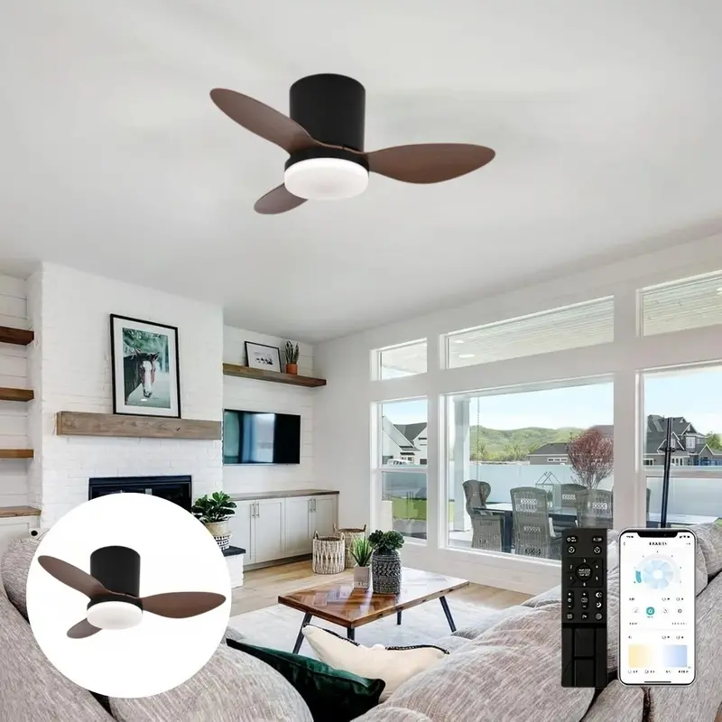25" Chocolate-Finish Ceiling Fan With Integrated Light – 3-Color Adjustable Led Fixture & Remote (110V) 1