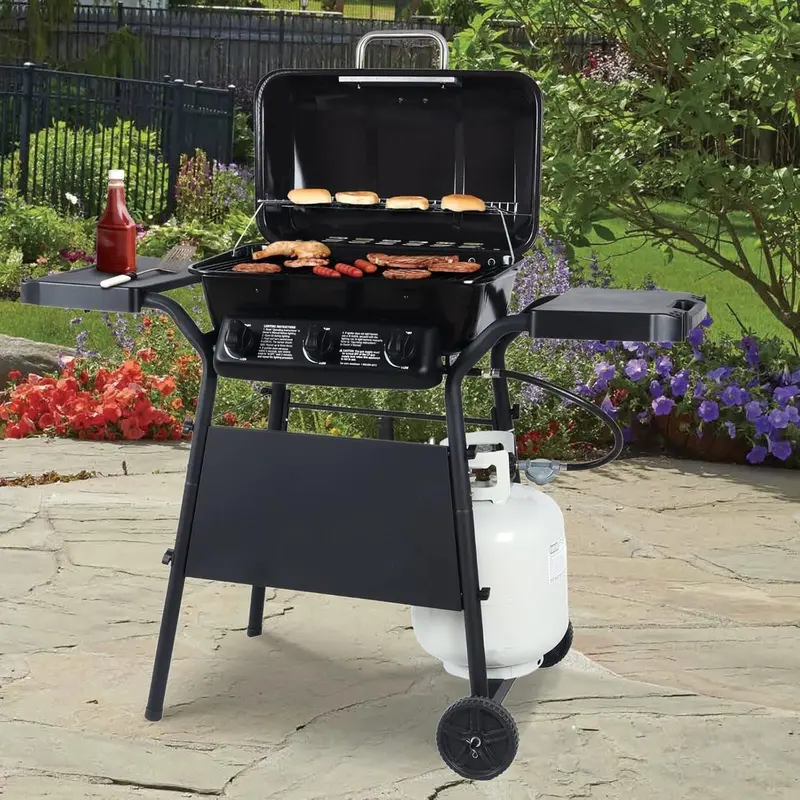 3-Burner Stainless Steel Gas Bbq Grill – Side Shelves, Rapid Ignition, 71×46×43 Cm 1