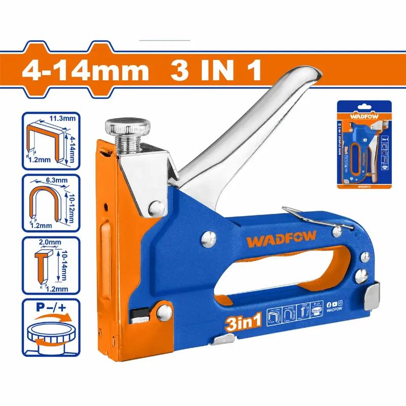 3-In-1 Adjustable Stapler/Nailer – Supports U-Staples, Brad Nails (4–14Mm), And Wire Staples 1