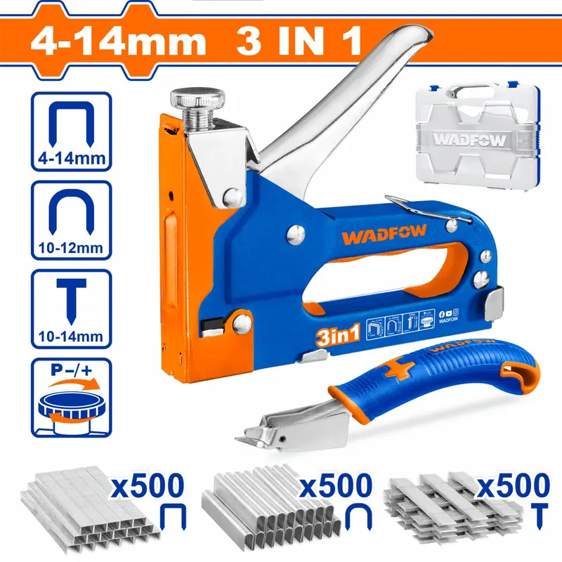 3-In-1 Stapler Kit – Includes Staple Remover + 500 Standard, 500 U-Shaped & 500 Brad Staples (4–14 Mm) 1