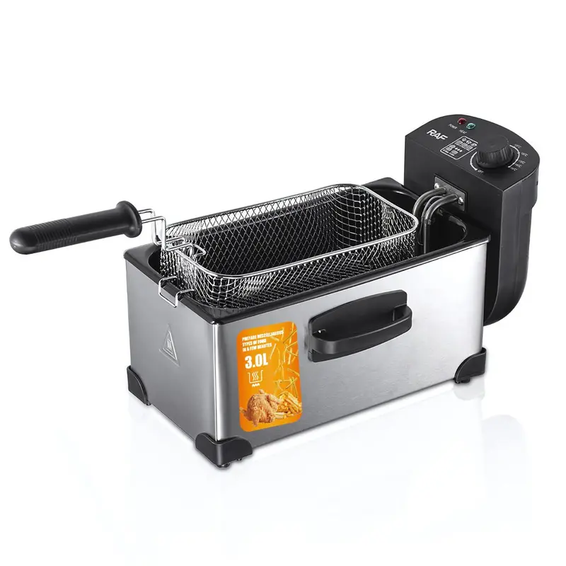 3-Liter Stainless Steel Electric Deep Fryer – 1500W, 0–190°C Adjustable Temp, 110V 1