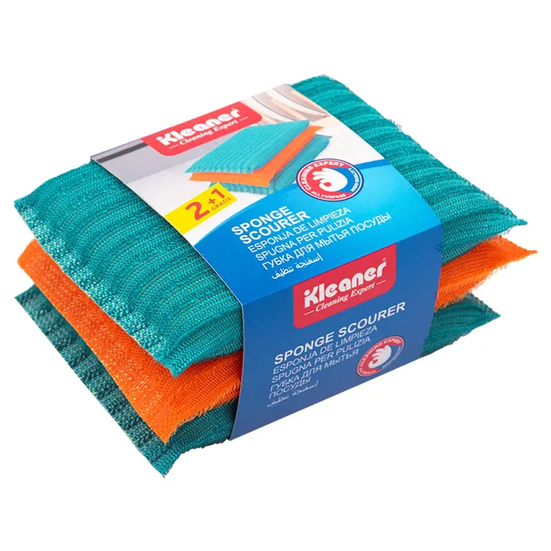 3-Pack Abrasive Scouring Sponges (12.5X9 Cm) – Color-Assorted Heavy-Duty Scrubbers 1