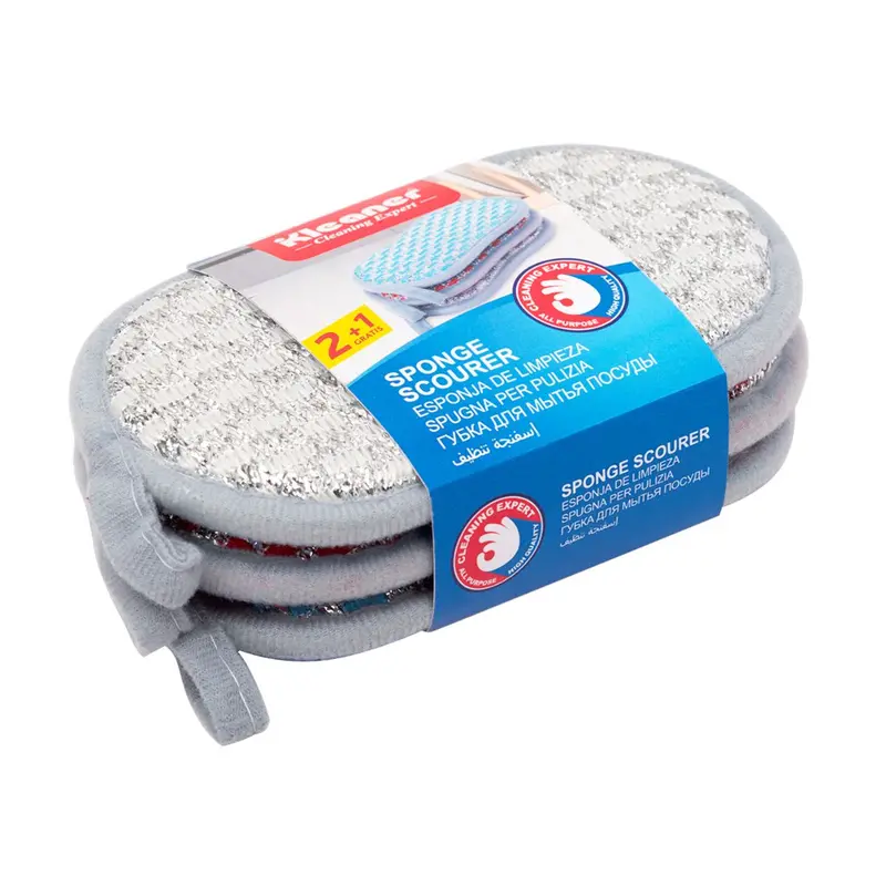 3-Pack Metal-Fiber All-Purpose Scrub Sponges (16X9 Cm) 1