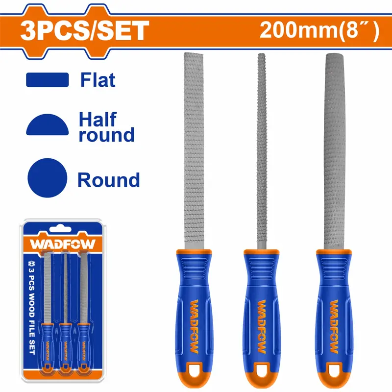 3-Piece Woodworking File Set – Flat, Round & Half-Round, 8-Inch, T12 Steel 1